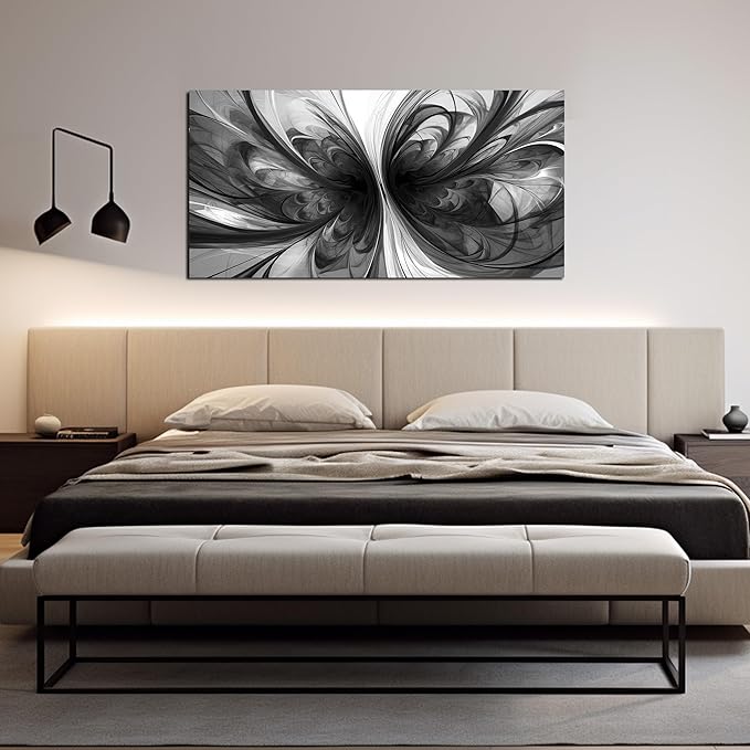 Abstract Wall Art for Living Room Black and White Pictures Wall Art Bedroom,Home Office Wall Decor 20 x 40 Inch-Ruum Studio Home