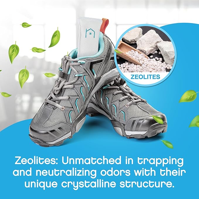 NonScents Shoe Deodorizer 4-Pack (8 Count) - Odor Eliminator, Air Freshener, Smell Absorber, Scent Remover for Shoes, Gym Bags, Soccer Cleats, Closets, Pet Area, Reusable - Shoe Deodorant-Ruum Studio Home