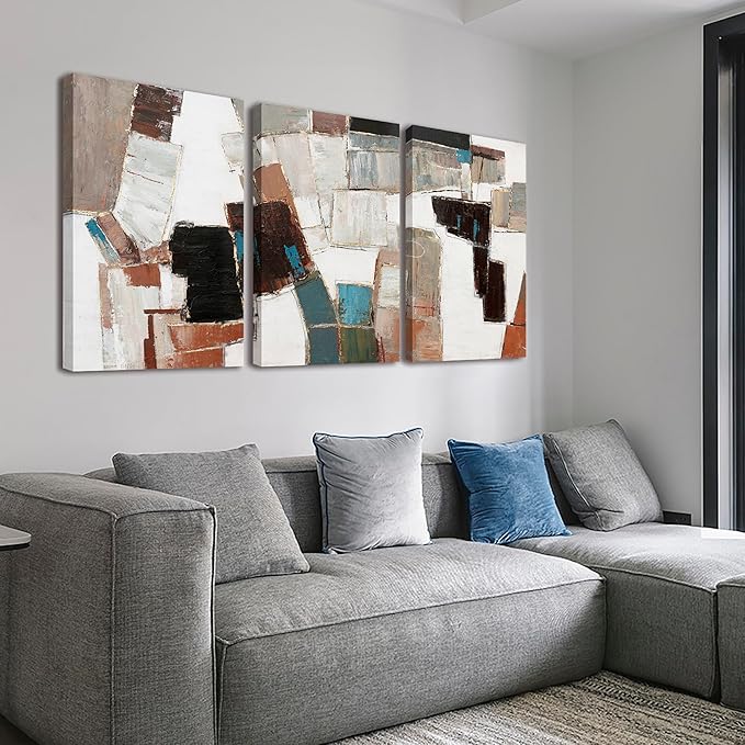 Canvas Wall Art Decor Large Wall Art Pictures for Living Room Abstract Colorful Wall Art Decor Artwork for Walls Abstract Canvas Art Wall Decor Art Work For Room Office Home Wall Decor 24" X 36" *3pcs-Ruum Studio Home