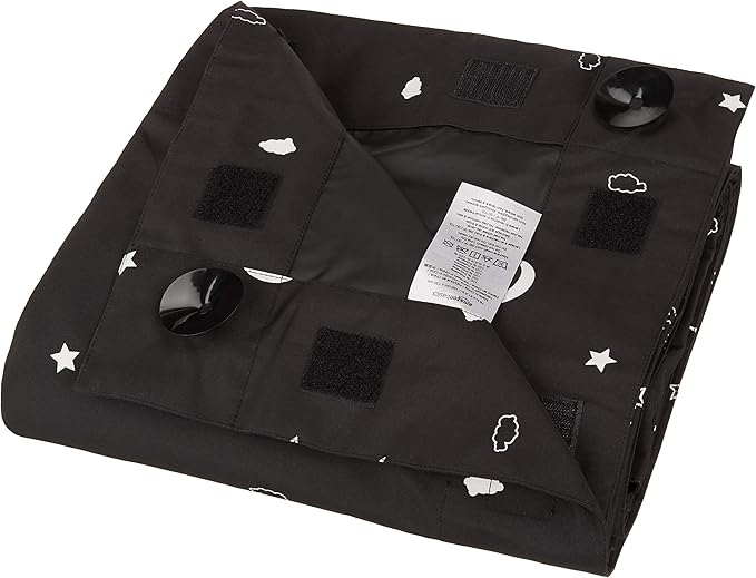 Amazon Basics Portable Blackout Curtain Shade with Suction Cups, 50" W x 78"L, 2-Pack, Moon and Stars-Ruum Studio Home