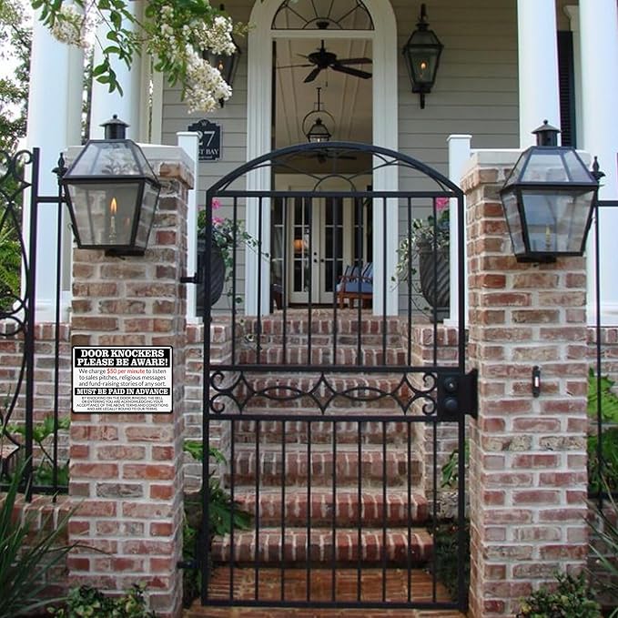 No Soliciting Sign for House Front Door - Funny Metal Tin Signs Room Decor Door Knockers Please Be Aware Warning Yard Sign, Home Bedroom Wall Art Decorations 8x12 Inch-Ruum Studio Home