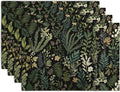 Black Sage Green Plant Placemats Set of 4 Vintage Botanic Fern Leaves Herb Floral Place Mats Rustic Farmhouse Linen Fabric Table Mats for Party Kitchen Dining Outdoor Indoor Decor-Ruum Studio Home