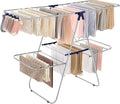 SONGMICS Clothes Drying Rack, Foldable 2-Level Laundry Drying Rack, Free-Standing Laundry Airer, with Height-Adjustable Wings, 33 Drying Rails, Sock Clips, Silver and Blue ULLR53BUV1-Ruum Studio Home