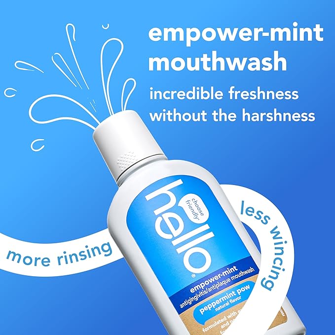 hello Empower-Mint Fluoride Free and Alcohol Free Mouthwash, Non Alcoholic Mint Mouthwash Pack, Peppermint Pow, 3 Pack, 16 Fl Oz Bottles-Ruum Studio Home
