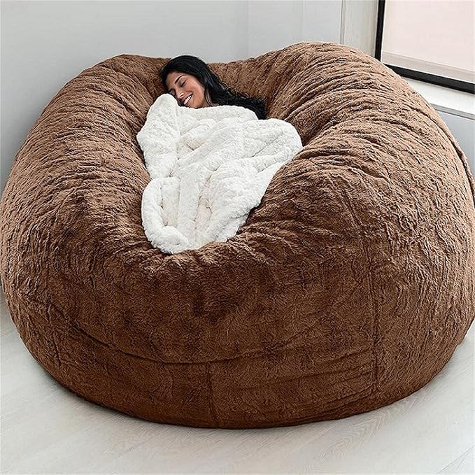 Big Huge Giant Bean Bag Chair for Adults, (No Filler) Bean Bag Chairs in Multiple Sizes and Colors Giant Foam-Filled Furniture - Machine Washable Covers, Double Stitched Seams (Coffee,5FT)-Ruum Studio Home