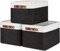 DULLEMELO Canvas Storage Bin with Handles, Fabric Bins for Shelves, Bedroom, Office,Nursery,Fabric Storage Baskets for Toys, Clothes,Gift(3-Pack Medium-15 inch X 11 inch X 9.5 inch , White&Black)-Ruum Studio Home
