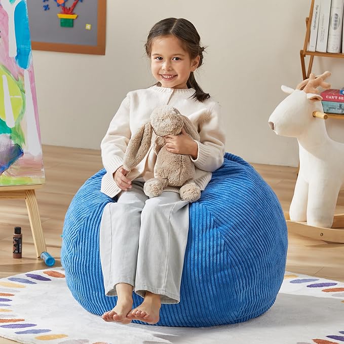 Hobestluk 2.5FT Bean Bag Chair Beanbags Small Bean Bag Chair with Filler Included Teardrop Bean Bag with Removable Cover for Bedroom Living Room (Small, Blue)-Ruum Studio Home