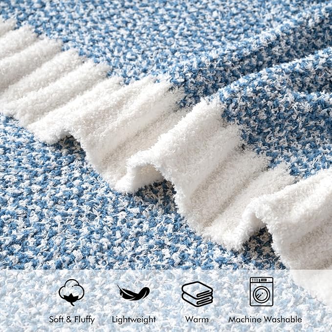 MIULEE Super Soft Throw Blanket for Couch, Blue Cozy Fluffy Warm Blankets Knit Throw Blankets for Sofa, Bed, Chair, Living Room, Camping, Picnic, 50 x 60 inch-Ruum Studio Home