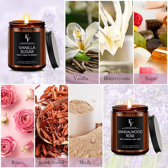 Scented Candles for Home Scented Aromatherapy Candles, 4 Pack 28 Oz Soy Wax Candle Gift Set for Women Men (Lemon Lavender/Vanilla Sugar/Sandalwood Rose/Moroccan Amber)-Ruum Studio Home