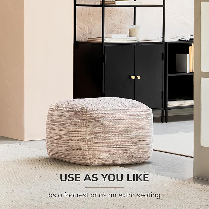 Anji Mountain 22"x22"x16" Handmade & Handcrafted Ottoman Pouf Comfortable Pouf Ottoman Foot Rest & Home Décor Accent for Living Room, Bedroom, Nursery, Kids Room, Patio-Ruum Studio Home