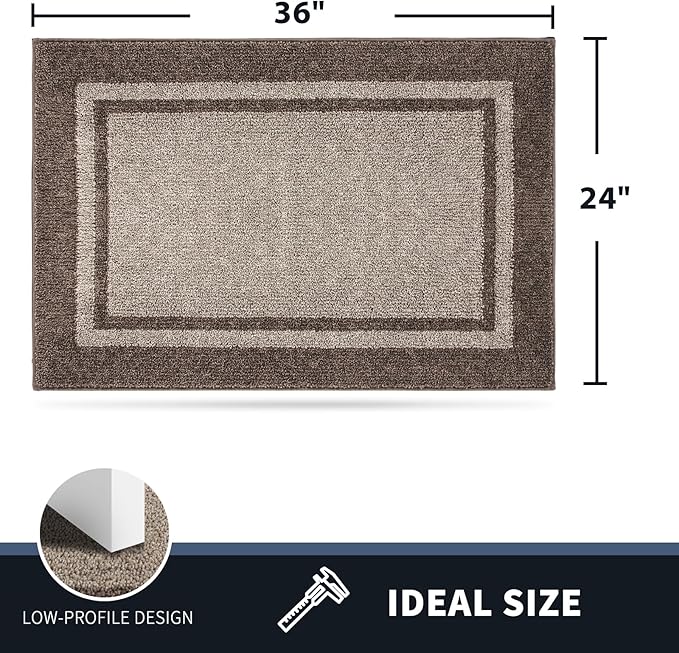 PURRUGS Dirt Trapping Door Mat 24" x 36", Non-Slip/Skid Machine Washable Entryway Rug, Shoes Scraper, Area Rug, Super Absorbent Welcome Mat for Muddy Wet Shoes and Paws, Beige & Grayish Brown-Ruum Studio Home