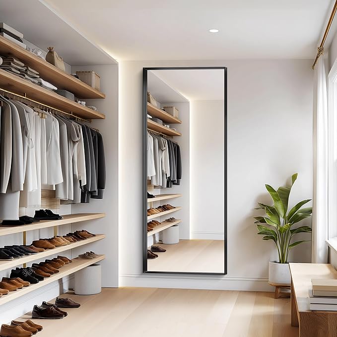 Black Bathroom Mirror, 72x30 Inch Rectangular Deep Frame Mirror, Large Wall Mounted Bathroom Vanity Mirror Over Sink for Bedroom,Restroom, Living Room, Hangs Vertically or Horizontally-Ruum Studio Home