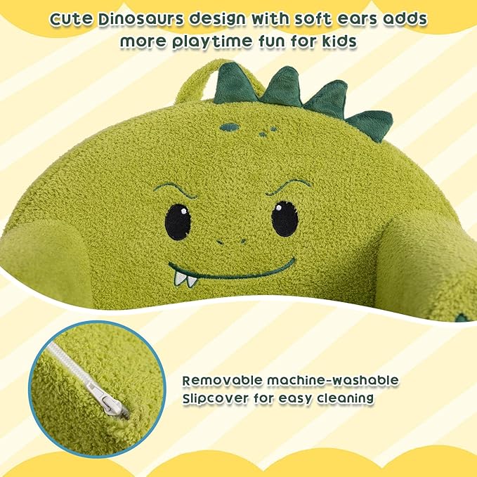 ALIMORDEN Animal Series Kid's Chair, Ultra-Soft Comfy Foam Filled Toddler Sofa Chair, Cute Animal-Shaped Design Toddler Couch, Lightweight Birthday for Baby Boys & Girls (Dinosaur)-Ruum Studio Home