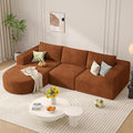 Modular Sectional Sofa with L-Shape Chaise,Cloud Sectional Modern Sleeper Couch with Deep Seat,Sponge Compression Sofas No Assembly Required (Brown-Corduroy Fabric) 1PCS-Ruum Studio Home