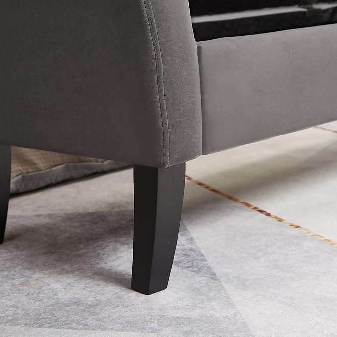 Furniliving 51” Bedroom Bench, End of Bed Bench with Button-Tufted Large Upholstered Storage Bench Ottoman Velvet Window Bench with Storage Shoe Cabinet Bench, for Bedroom, Entryway, Closet, Grey-Ruum Studio Home