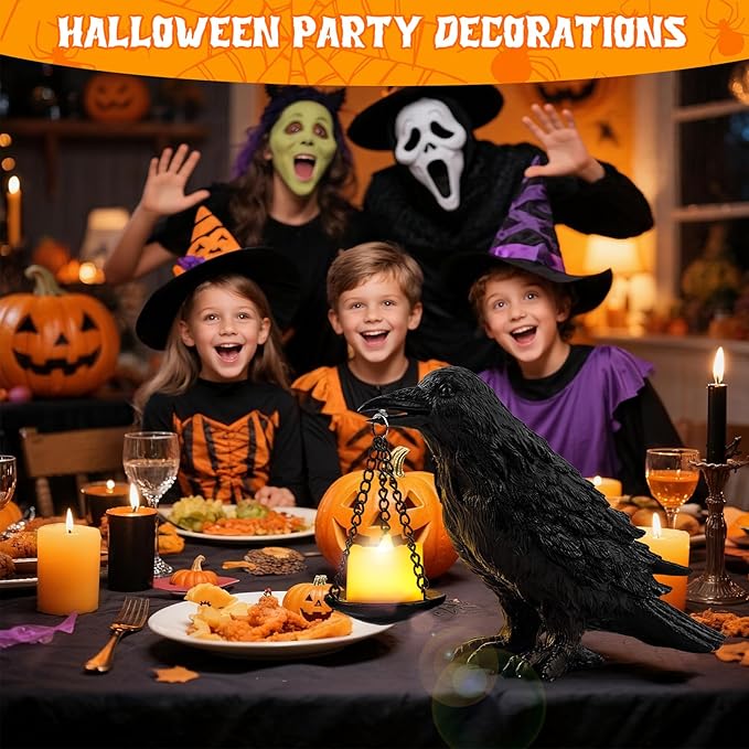 Raven Gothic Home Decor Fake Crow Light Holder Raven Lamp Tealight Candle Holder Resin Raven Statue 4PCS-Ruum Studio Home