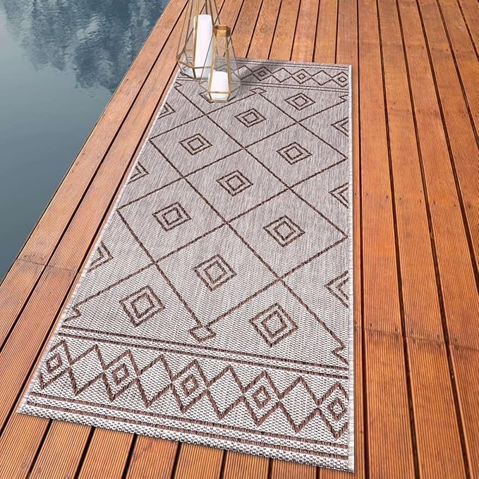 Keen Home Design Terrace Outdoor Runner Rug - 2x12 Washable Indoor/Outdoor Rug for Patio, Kitchen, Balcony, Beach, Garden, Deck and Porch, Size: 2'2"x11'10"-Ruum Studio Home