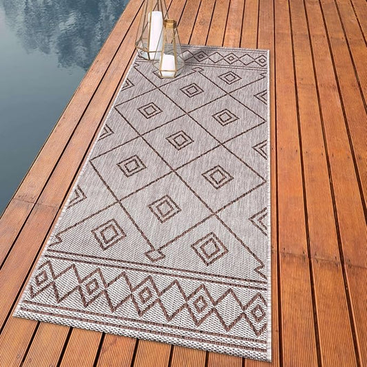 Keen Home Design Terrace Outdoor Runner Rug - 2x12 Washable Indoor/Outdoor Rug for Patio, Kitchen, Balcony, Beach, Garden, Deck and Porch, Size: 2'2"x11'10"-Ruum Studio Home