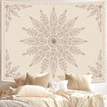 Fowocu Boho Floral Mandala Tapestry for Bedroom Aesthetic Bohemian Flower Wall Tapestry Beige Hippie Indian Extra Large Tapestries Wall Hanging for Living Room Dorm Decor 90 x 68 Inch-Ruum Studio Home