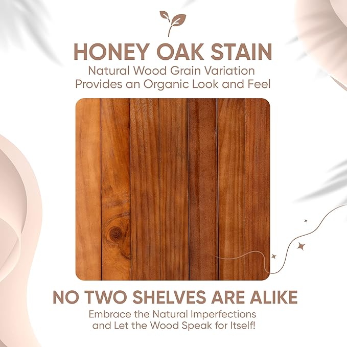 Homeforia 18 inch Floating Shelf Oak, High End Solid Real Wood 18inch Long Floating Shelves for Wall Mounted, Honey Oak Wooden 18in Floating Shelves, Heavy Duty Bracket, 18 X 6.5 X 1.75 inch, Set of 3-Ruum Studio Home