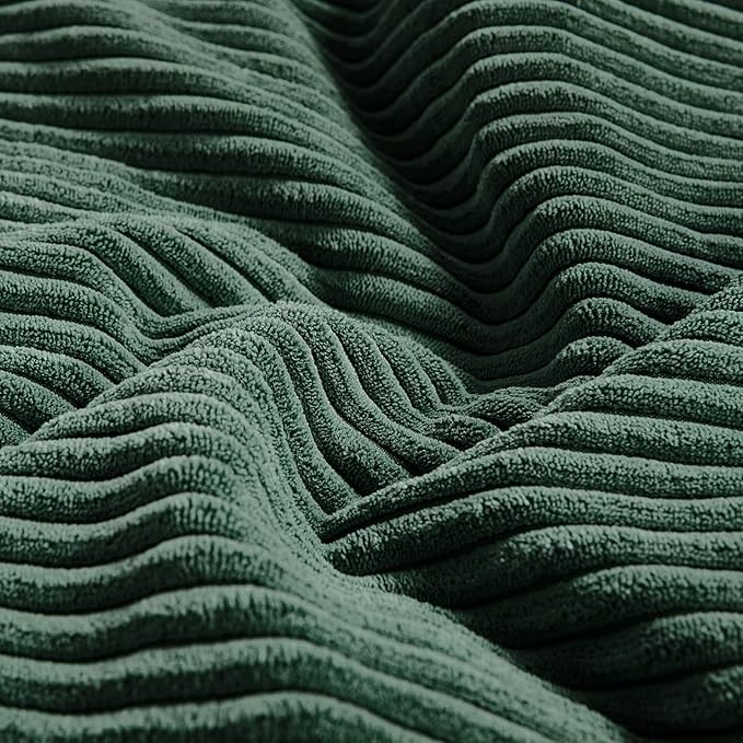 Fancy Homi Set of 2 Dark Green Long Lumbar Decorative Throw Pillow Covers 16x24 Inch for Living Room Couch Bed, Boho Farmhouse Forest Green Home Decor, Soft Corduroy Corss Textured Cushion Case-Ruum Studio Home