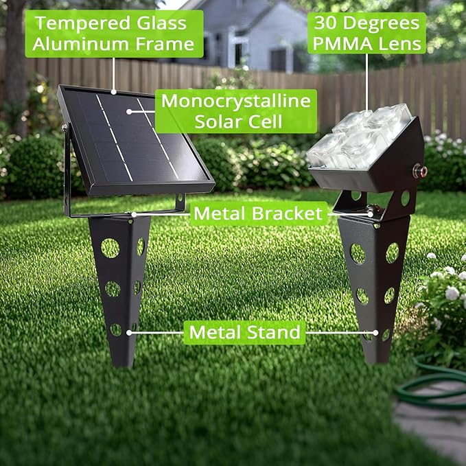 Solar Spotlights Outdoor Waterproof IP65 Landscape Spot Lights with Metal Stake 42ft Cable 3-in-1 Warm White Auto On/Off Dusk to Dawn Flag Pole Uplights for Fence Pathway Trees Garden Yard-Ruum Studio Home