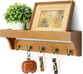 Rebee Vision Decorative Key Holder for Wall with Shelf: Farmhouse Mail Rack with 5 Sturdy Key Hooks for Home Decor, Apartment, Entryway and Hallway (Light Brown)-Ruum Studio Home