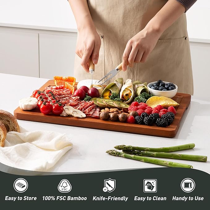 Extra Large Bamboo Cutting Board with Non Slip Feet and Over Sink Butcher Block Chopping Board Wooden Cutting Boards Solid Thick Juice Groove Big Xl XXl xlarge Kitchen Counter Organic Meat BBQ Kit-Ruum Studio Home