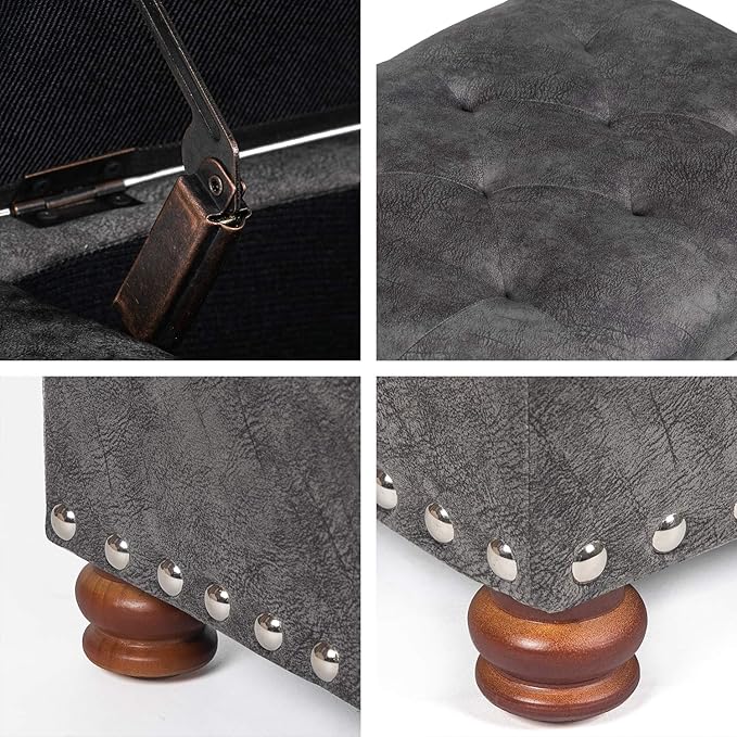 Joveco 24" Rectangular Ottoman with Storage for Living Room, Upholstered Storage Bench Foot Stool and Seat with Lift Off Lid, Coffee Table Footrest for Bedroom-Ruum Studio Home