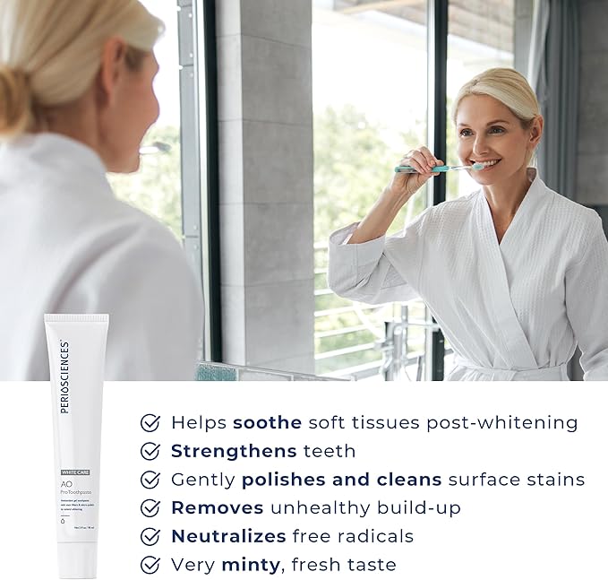 PerioSciences AO Pro Post Whitening Toothpaste with Nano Hydroxyapatite, Remineralizing, 3 fl oz / 90ml - Pack of 2-Ruum Studio Home