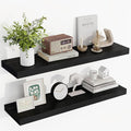 36 Inch Floating Shelves, 36"x9.25"x1.5" Inch Deep Floating Shelves for Wall, Wooden Shelves for Bathroom, Bedroom, Living Room, Black-Ruum Studio Home