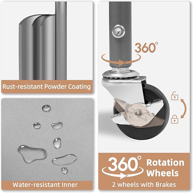 STORAGE MANIAC 120 Liters Vertical Rolling Laundry Hamper, 3 Section Laundry Sorter with Wheels and 2 Breaks, 3-tier Laundry Baskets for Small Space, Dorm, Laundry Room, Closet, Bathroom, Gray 3-tier-Ruum Studio Home