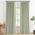 Vision Home Soft Green Pinch Pleated Full Blackout Curtains Linen Blended Room Darkening Curtain Panels 84 inch for Living Room Bedroom Thermal Insulated Pinch Pleat Drapes with Hooks 40" Wx84 Lx2-Ruum Studio Home