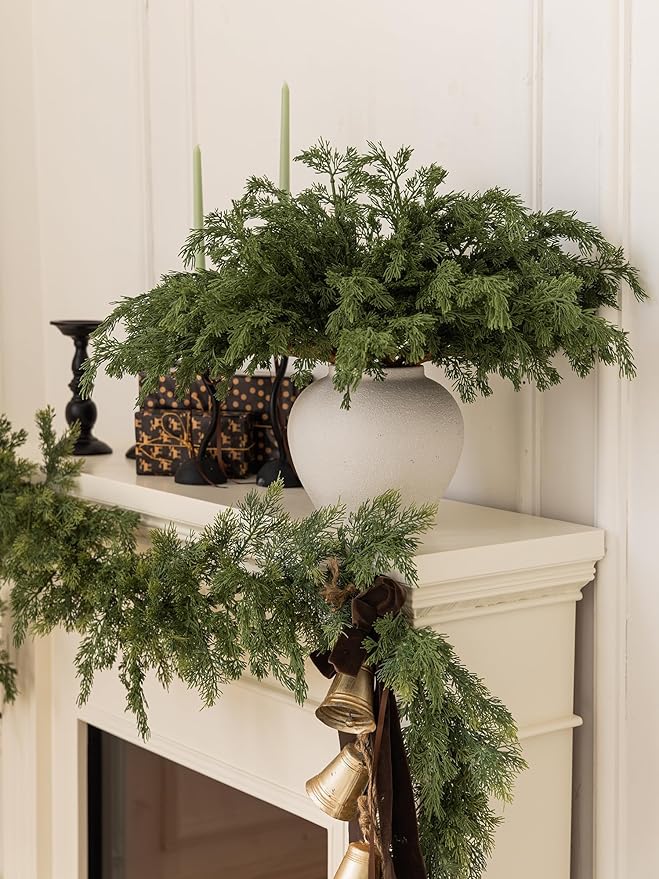 MISSPIN 12 Pcs 21.5 Inches Christmas Cedar Branches, Cedar Artificial Christmas Branches DIY Crafts Faux for Xmas Indoor Outdoor Home Decor-Ruum Studio Home