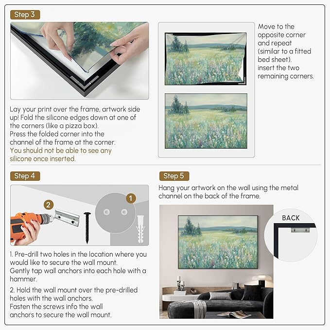 SIGNWIN 46"x72" Extra Large Framed Wall Art Wildflower Meadow Landscape Soft Pastel Nature Illustration for Home Living Room Bedroom Decor (Frame Assembly Required)-Ruum Studio Home