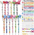 380pcs Beaded Garden Stake, DIY Butterfly Fairy Wand Garden Stake Kit with 10IN Threaded Rod Crystal Stopper Top Large Holes Beads Butterfly Decoration Pendants Outdoor Fairy Garden kit-Ruum Studio Home