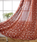 MIUCO Floral Embroidery Semi Sheer Curtains Faux Linen Grommet Curtain Panels for Kids Room 52 x 84 Inch 2 Panels, Rust-Ruum Studio Home