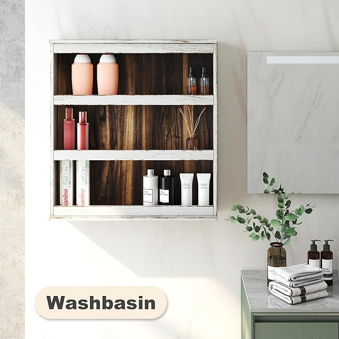 Nisorpa 3 Tier Spice Rack Wall Mount, Rustic Burnt Wood Wall Hanging Spice Rack Kitchen Spice Shelf Organizer for Seasoning Jars or Condiment Bottles, 19.68 x 3.35 x 21.25 Inches-Ruum Studio Home