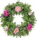 Summer Wreaths for Front Door - 18 Inch Artificial Greenery Wreath, Spring Floral Door Hanging with Textured Leaves, All-Weather Porch Decor for Farmhouse Entryway-Ruum Studio Home