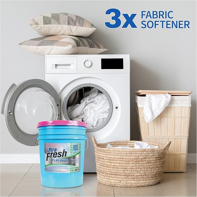 Ultra Fresh 5 Gallon Platinum Fabric Softener for All Machine Types, Liquid Laundry Softener, Up to 640 Loads, Fragrance & Dye Free-Ruum Studio Home