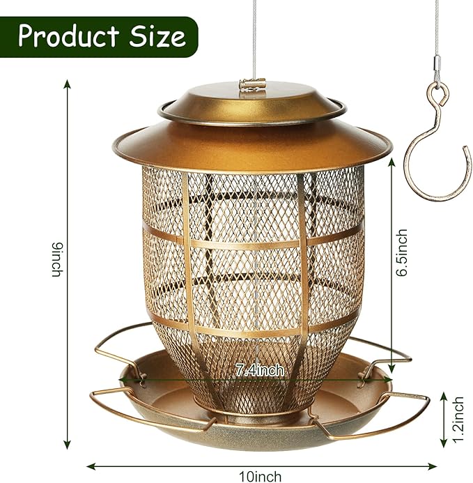 Bird Feeder for Outdoors, Funnel Style Wild Finch Feeders for Outside Hanging Courtyard Bird Watching, Metal Birdfeeder with Lid Fixing Buckle, 3Lbs Capacity-Ruum Studio Home