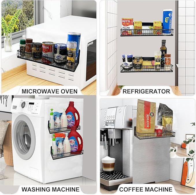 Bruda 2 Pack Large Magnetic Shelves Spice Rack Organizer for Washing Machine, Fridge, Refrigerator, Oven, Coffee Maker, Metal Peg Board 009-Ruum Studio Home