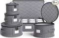 YearningHome China Storage Containers,Hard Shell Box with Felt Dividers for Dishes,Dinnerware,Plates,Mugs,Wine and Glasses,Mugs,Stackable Fine China Storage for Moving and Packing 5 Piece,Grey-Ruum Studio Home