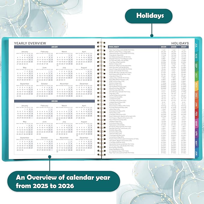 2025-2026 Weekly Appointment Book - Appointment Book 2025-2026 with Soft Cover, Jul 2025 - Jun 2026, 8.26"x 11.4", Daily/Hourly Planner with Tabs, 15 Minutes, Wirebound - Green-Ruum Studio Home