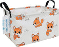 LANGYASHAN Rectangular Storage Bin Collapse Canvas Fabric Cartoon Storage Basket with Handles for Organizing Home Kitchen Boys and Girls Toys Office Closet Shelf Baskets(Rec Fox)-Ruum Studio Home