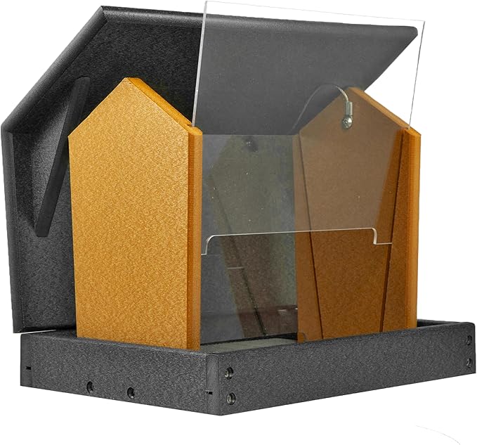 Poly Hanging Hopper Bird Feeder, Large Hanging Bird Feeder for Outside, Outdoors - Amish American Made (Black & Cedar)-Ruum Studio Home