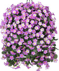 Artificial Fake Hanging Flowers with Basket for Outdoor Decoration,UV Resistant Faux Silk Light Fuchsia and Fuchsia Orchid Flowers Vines in Planter Realistic Hanging Baskets for Home Porch Garden-Ruum Studio Home