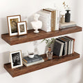 Floating Shelves - 2 Large Wall Mounted Shelves with Invisible Brackets, Long Wood Floating Wall Shelf for Living Room, Bedroom, Kitchen (Brown, 36" W x 9" D x 1.5" H)-Ruum Studio Home