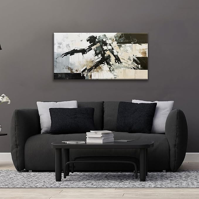 TAIJXAGSG Abstract Wall Art Minimalist Abstract Art Painting Cool Black Robot Modern Canvas Art Wall Decor Picture For Bedroom Office Home Wall Decor 20"X40"Ready To Hang-Ruum Studio Home