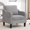 Accent Chair for Living Room, Mid Century Modern Reading Chair for Bedroom, Upholstered Armchair with Side Pockets, Comfy Single Sofa Side Chair for Office, Apartment, Small Room, Light Grey-Ruum Studio Home